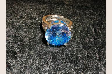 Blue Round Statement Ring view 1