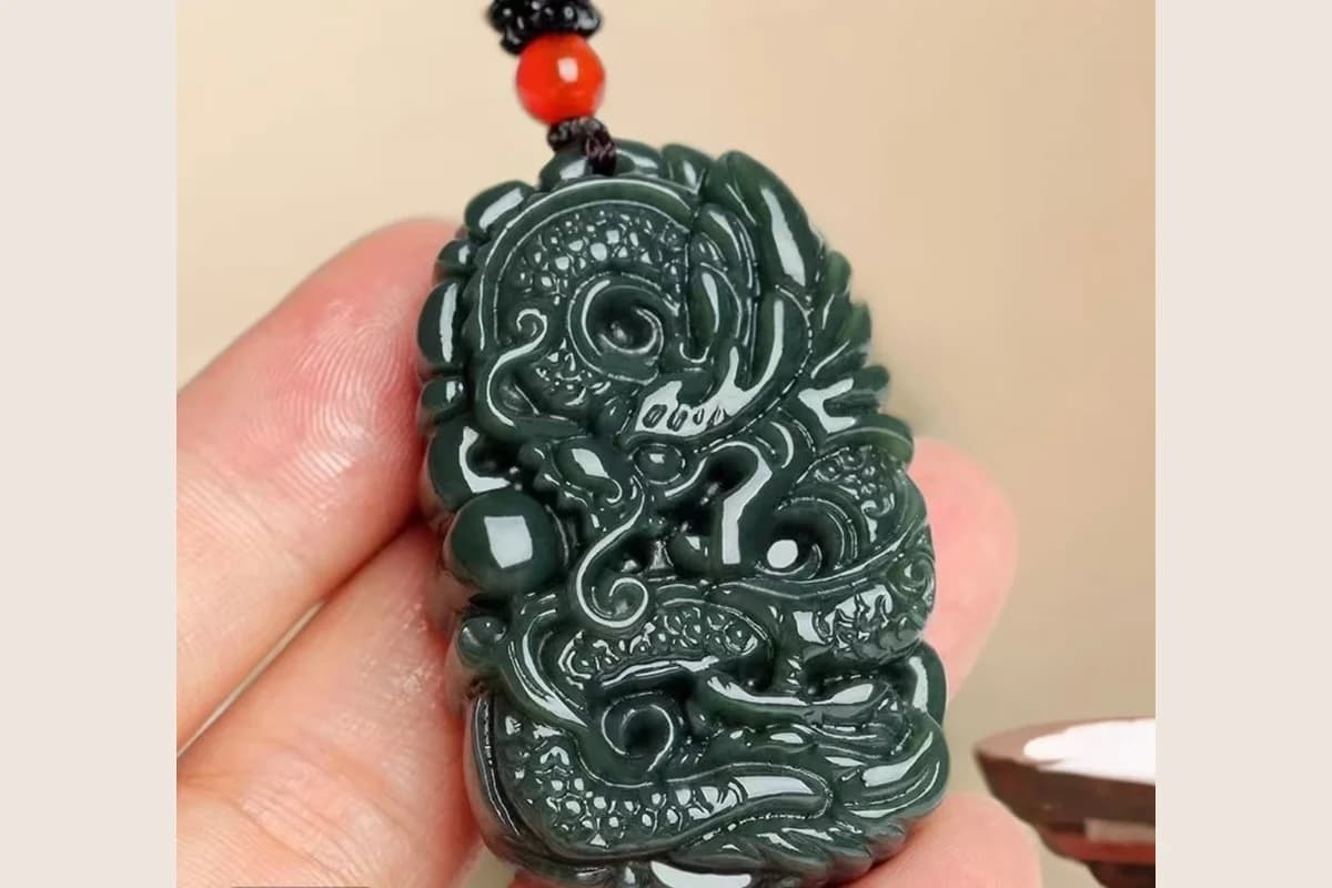Carved Dark Green Pendant